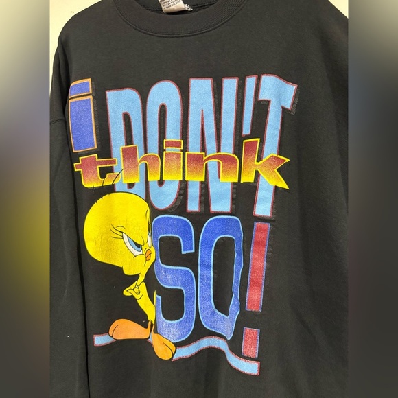 Vintage Tweety Bird Sweatshirt Adult XL Looney Tunes 1997 I Don't Think So! - Picture 2 of 5